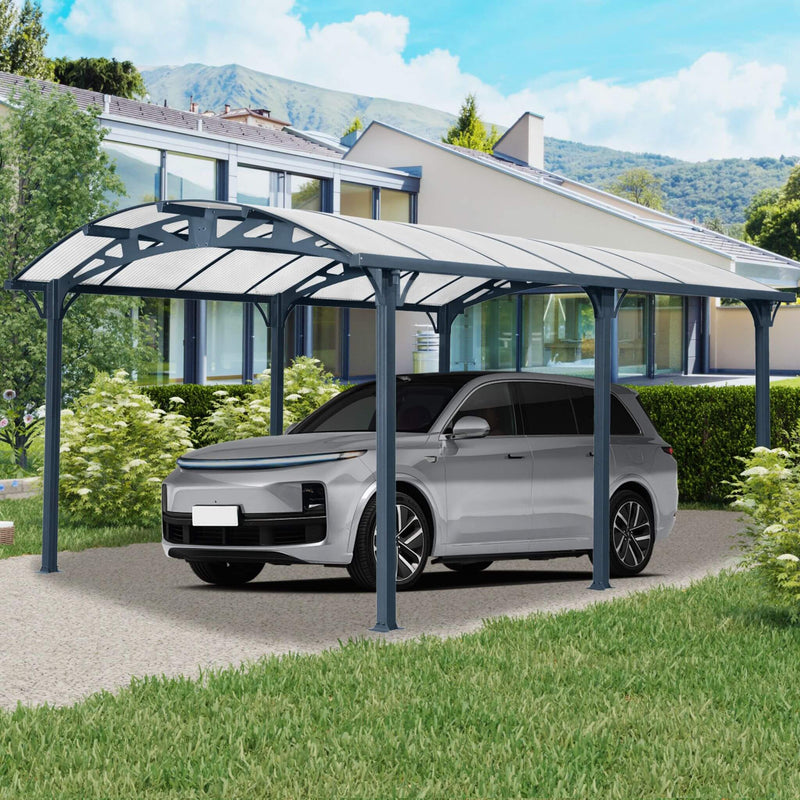 [12X16FT] Large Outdoor Aluminum Arch Carport With Polycarbonate Panels (SAK65820) - Saksby Wholesale - Lifestyle