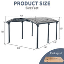 [12X16FT] Large Outdoor Aluminum Arch Carport With Polycarbonate Panels (SAK65820) - Saksby Wholesale - Product Size Feet