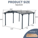 [12X16FT] Large Outdoor Aluminum Arch Carport With Polycarbonate Panels (SAK65820) - Saksby Wholesale - Product Size Inch