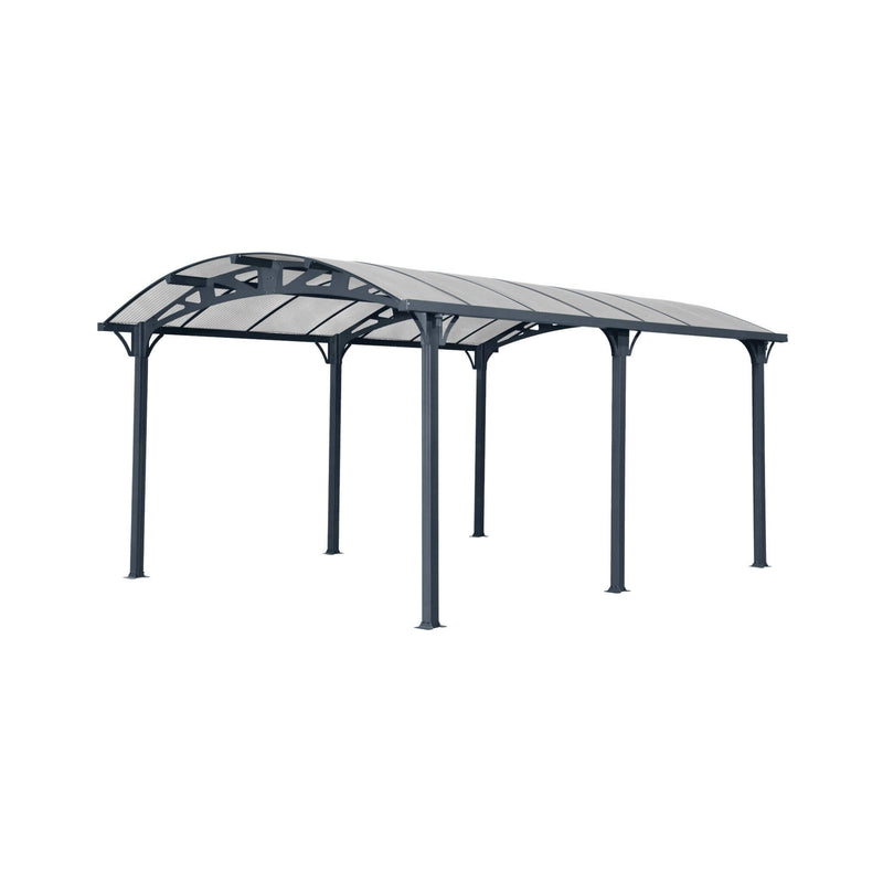 [12X16FT] Large Outdoor Aluminum Arch Carport With Polycarbonate Panels (SAK65820) - Saksby Wholesale - White Background