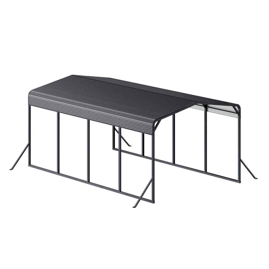 [12X20FT] Alora Heavy-Duty All-Weather Metal Carport With Reinforced Support Base (SAK97381)