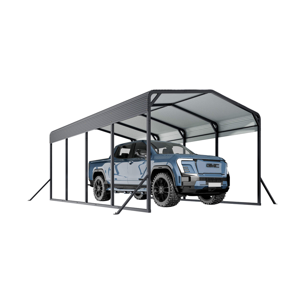 [12X20FT] Alora Heavy-Duty All-Weather Metal Carport With Reinforced Support Base (SAK97381)