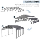 [12X20FT] Heavy Duty Metal Carport With Galvanized Steel Roof For Car, Boats And Trucks, Gray (SAK95562) - Saksby Wholesale - Easy Assembly