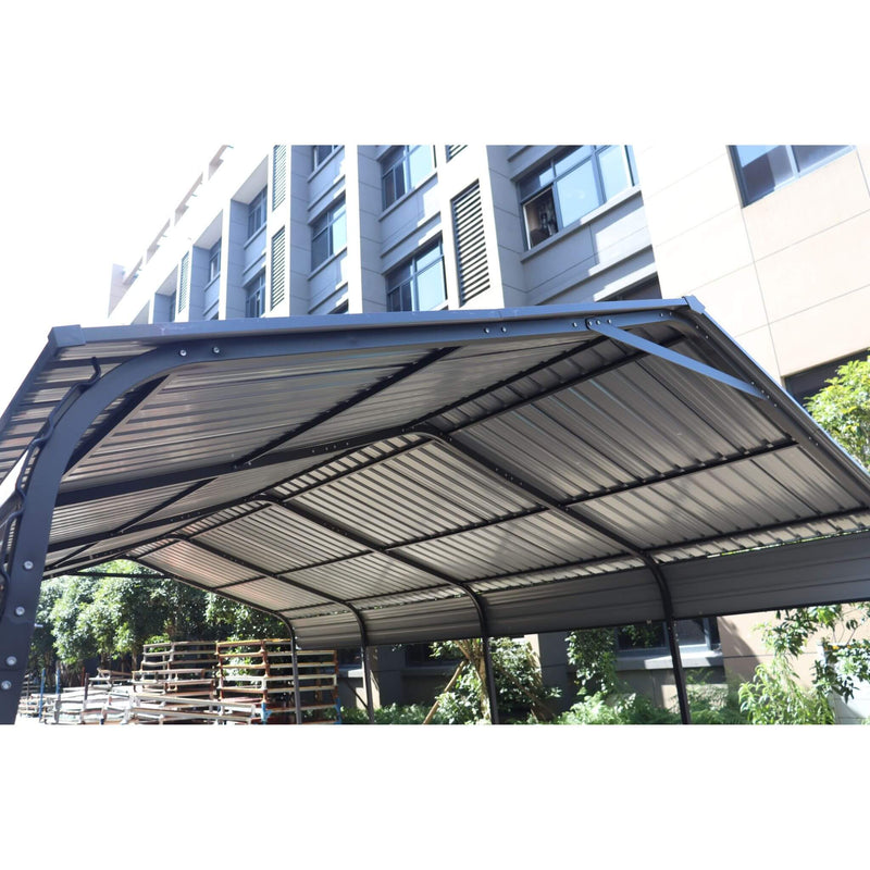 [12X20FT] Heavy Duty Metal Carport With Galvanized Steel Roof For Car, Boats And Trucks, Gray (SAK95562) - Saksby Wholesale - Panel