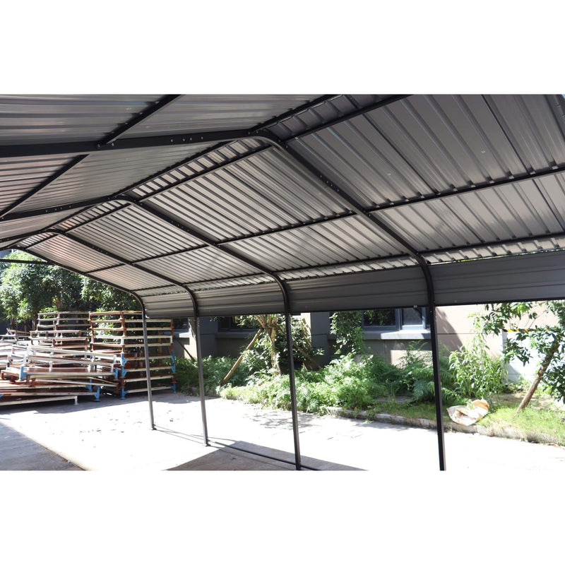 [12X20FT] Heavy Duty Metal Carport With Galvanized Steel Roof For Car, Boats And Trucks, Gray (SAK95562) - Saksby Wholesale - Roof