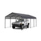 [12X20FT] Heavy Duty Metal Carport With Galvanized Steel Roof For Car, Boats And Trucks, Gray (SAK95562) - Saksby Wholesale - With Car In White Background
