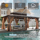 [12X20FT] Alora Premium Aluminum Outdoor Polycarbonate Hardtop Gazebo With Netting & Curtains (SAK36580) - Saksby Wholesale - Durability