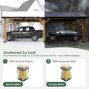 [12X24FT] Alora Large Heavy-Duty Outdoor Cedar Wood Hardtop Carport With Galvanized Steel Roof (SAK48392)