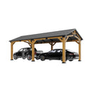 [12X24FT] Alora Large Heavy-Duty Outdoor Cedar Wood Hardtop Carport With Galvanized Steel Roof (SAK48392)