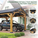 [12X24FT] Alora Large Heavy-Duty Outdoor Cedar Wood Hardtop Carport With Galvanized Steel Roof (SAK48392)