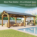 [12X24FT] Alora Large Heavy-Duty Outdoor Cedar Wood Hardtop Carport With Galvanized Steel Roof (SAK48392)