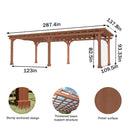 [12X24FT] Outdoor Cedar Wood Patio Pergola With Slatted Trellis Roof (SAK92150) - Saksby Wholesale - Dimensions