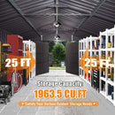 [12X25FT] Alora Extra Large Heavy Duty Outdoor Metal Carport Garage Shed With Lockable Double Hinged Doors (SAK34153) - Saksby Wholesale - Storage Capacity
