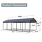 [12x25FT] Heavy Duty Extra Large Multi Vehicle Carport Kit With Galvanized Steel Roof (SAK37514) SAKSBY - Dimensions View