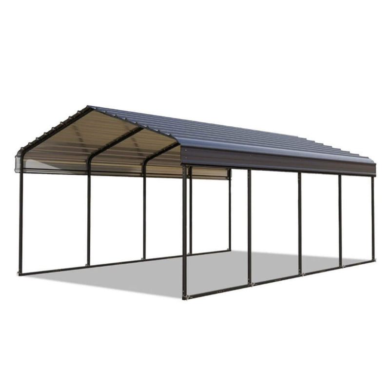 [12x25FT] Heavy Duty Extra Large Multi Vehicle Carport Kit With Galvanized Steel Roof (SAK37514) SAKSBY - Front Left View