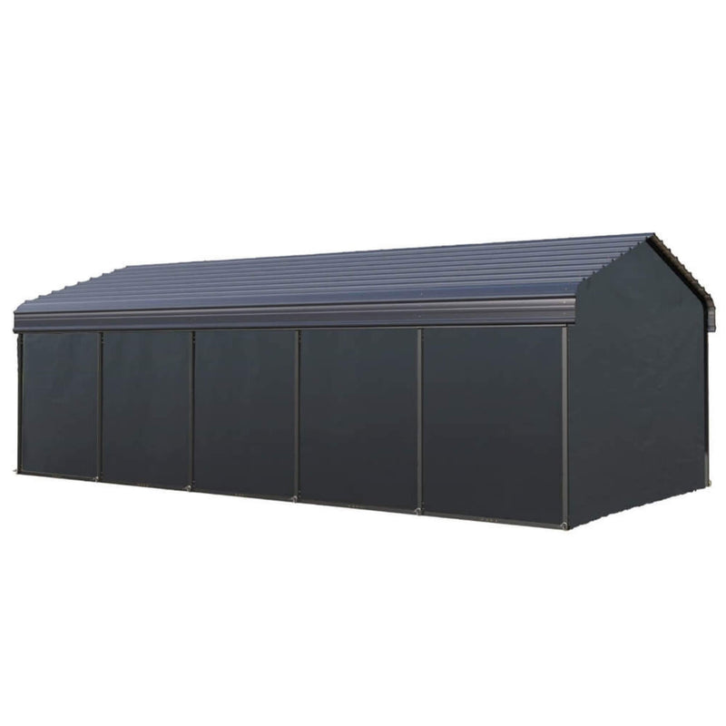 [12x25FT] Heavy Duty Extra Large Multi Vehicle Carport Kit With Galvanized Steel Roof (SAK37514) SAKSBY - With Cover View