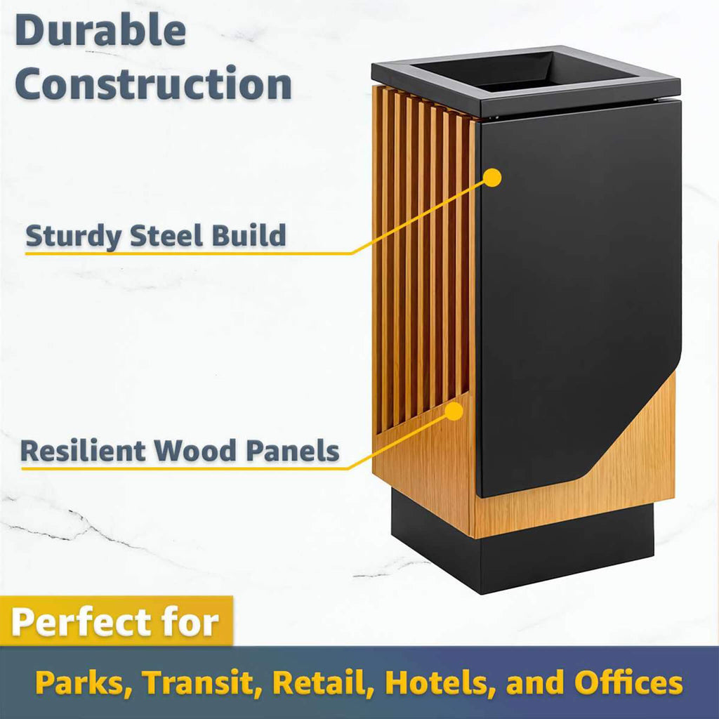 13-Gallon Commercial Outdoor Square Decorative Trash Can (SAK30467) - Saksby Wholesale - Durable Construction