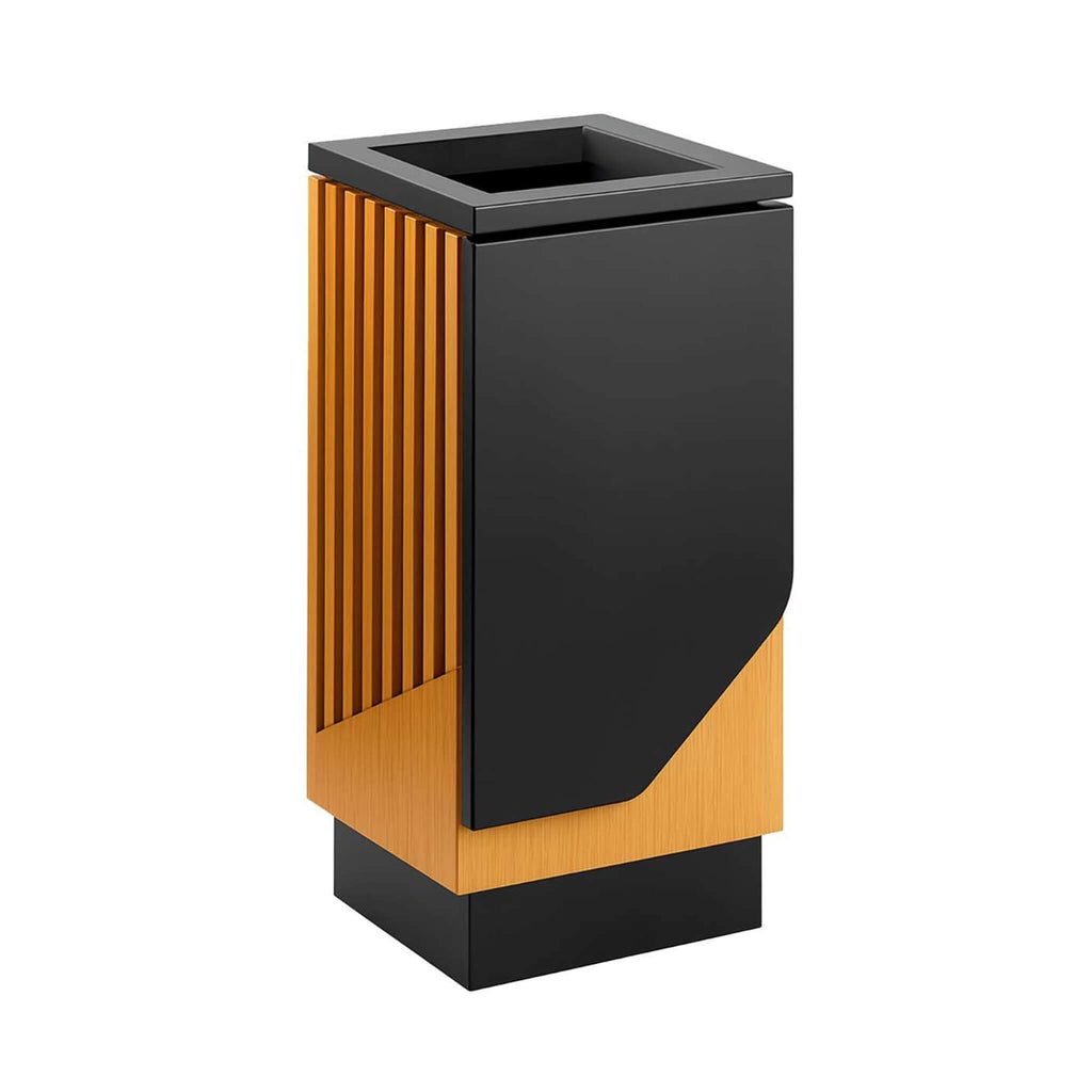 13-Gallon Commercial Outdoor Square Decorative Trash Can (SAK30467) - Saksby Wholesale - Front Right View