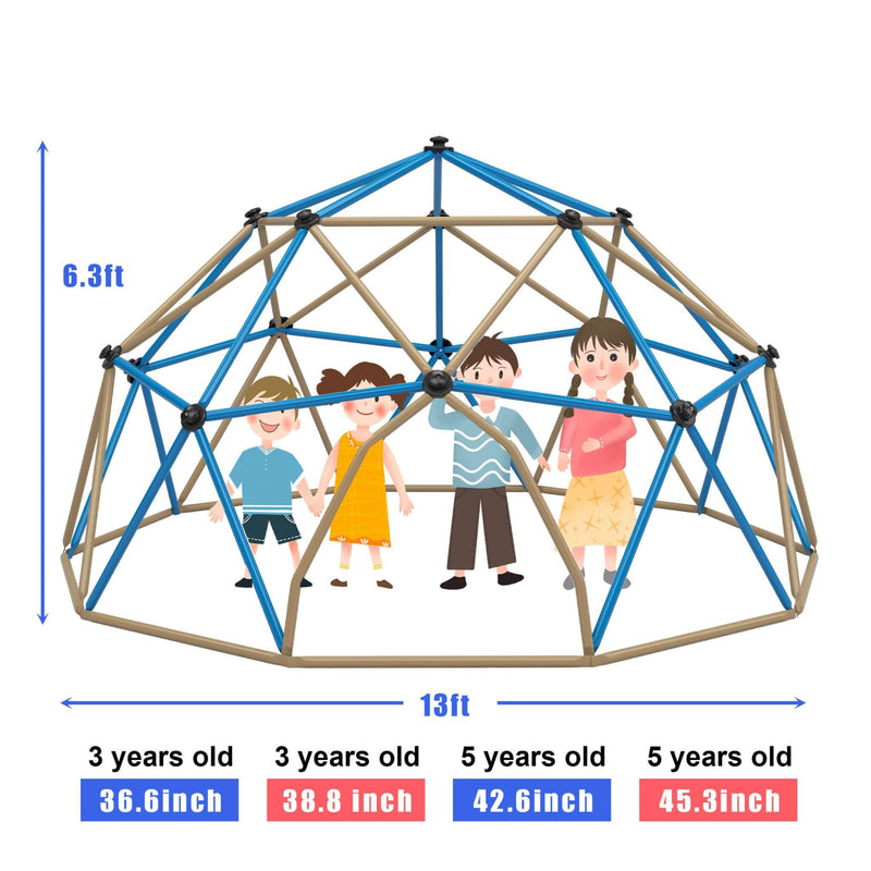 13FT Kids Climbing Jungle Gym Geometric Playground Dome Tower, 1000 LBS (SAK83512) - Saksby Wholesale - Dimensions