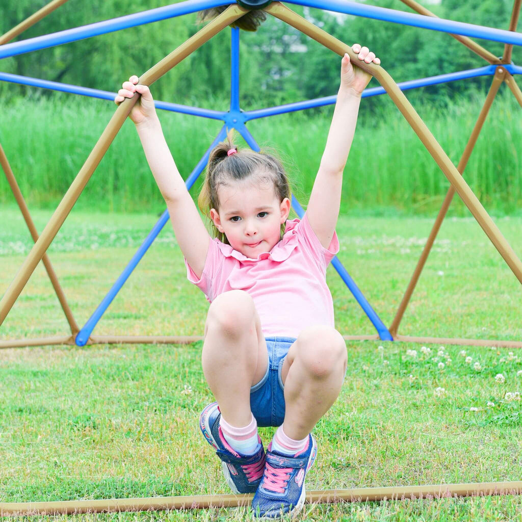 13FT Kids Climbing Jungle Gym Geometric Playground Dome Tower, 1000 LBS (SAK83512) - Saksby Wholesale - Hanging Kid