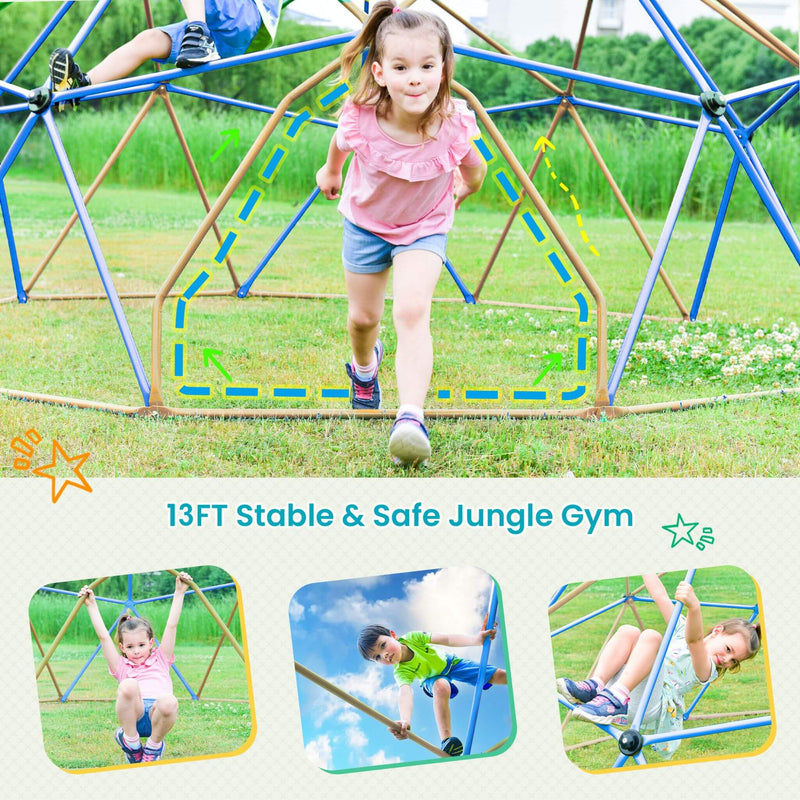 13FT Kids Climbing Jungle Gym Geometric Playground Dome Tower, 1000 LBS (SAK83512) - Saksby Wholesale - Stable And Safe