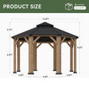 [13X13FT] Alora Cedar Wood Galvanized Steel Octagonal Hardtop Double Roof Gazebo (SAK17468) - Saksby Wholesale - Dimensions