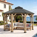 [13X13FT] Alora Cedar Wood Galvanized Steel Octagonal Hardtop Double Roof Gazebo (SAK17468) - Saksby Wholesale - Lifestyle