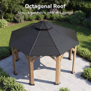 [13X13FT] Alora Cedar Wood Galvanized Steel Octagonal Hardtop Double Roof Gazebo (SAK17468) - Saksby Wholesale - Octagonal Roof