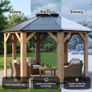[13X13FT] Alora Cedar Wood Galvanized Steel Octagonal Hardtop Double Roof Gazebo (SAK17468) - Saksby Wholesale - Seasonal
