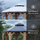 [13X13FT] Alora Cedar Wood Galvanized Steel Octagonal Hardtop Double Roof Gazebo (SAK17468) - Saksby Wholesale - Snow And Wind Rating