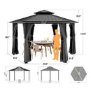 [13X15FT] Hardtop Hexagonal Gazebo With Curtains And Netting (SAK60713) - Saksby Wholesale - Dimensions