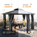 [13X15FT] Hardtop Hexagonal Gazebo With Curtains And Netting (SAK60713) - Saksby Wholesale - Wind And Snow Rating