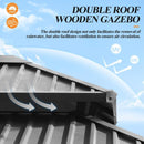 [13X15FT] Outdoor Wooden Double-Top Gazebo With Curtains (SAK60781) - Saksby Wholesale -
 Wooden Roof Features
