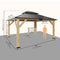 [13x15FT] Premium Outdoor All-Season Wooden Cedar Hardtop Gazebo Carport With Double Iron Roof (SAK35187)