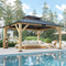 [13x15FT] Premium Outdoor All-Season Wooden Cedar Hardtop Gazebo Carport With Double Iron Roof (SAK35187)