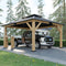 [13x15FT] Premium Outdoor All-Season Wooden Cedar Hardtop Gazebo Carport With Double Iron Roof (SAK35187)