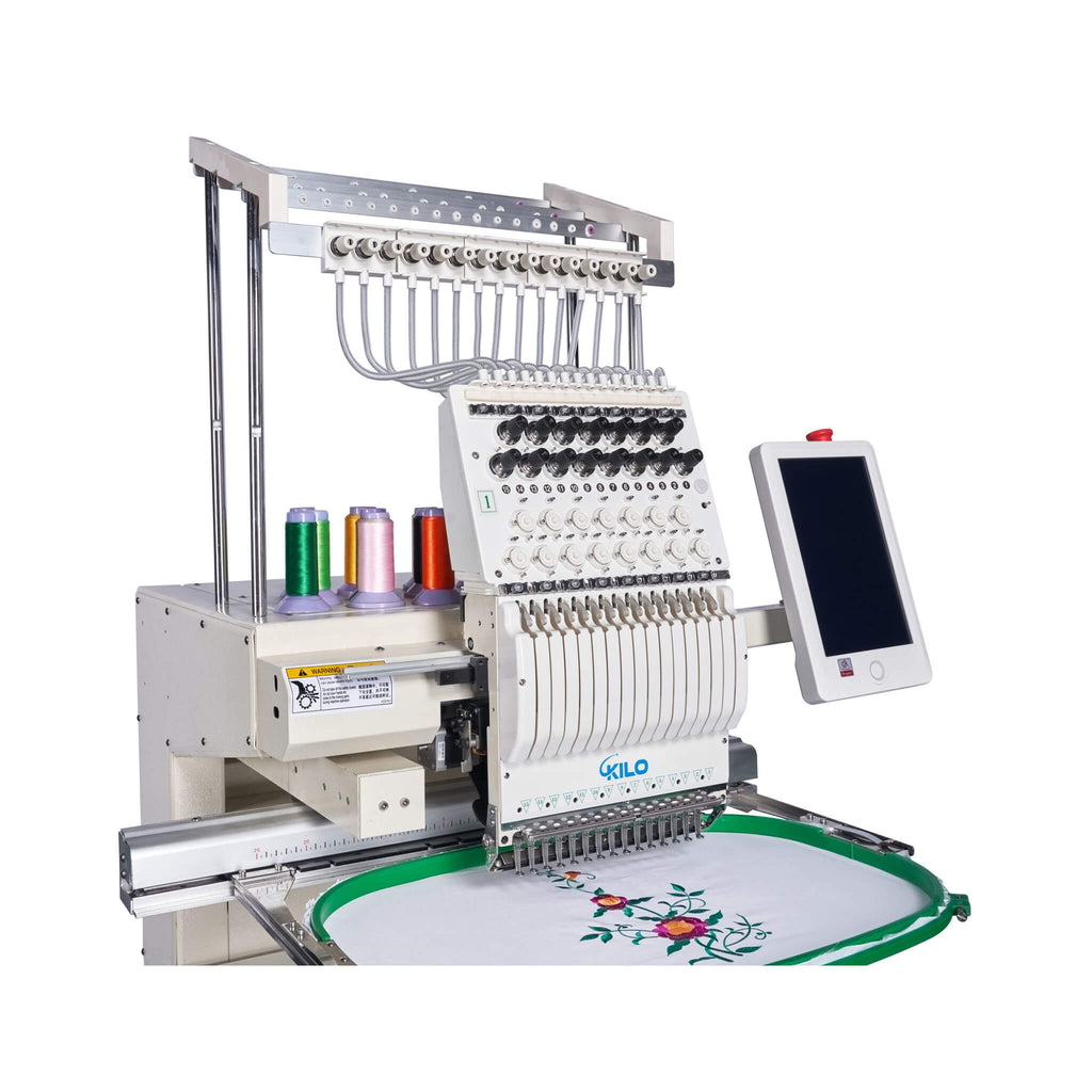 [13X20 INCH] 15-Needle Commercial Embroidery Machine With LCD Touchscreen And Laser Positioning (SAK57613) - Saksby Wholesale - Front Side View