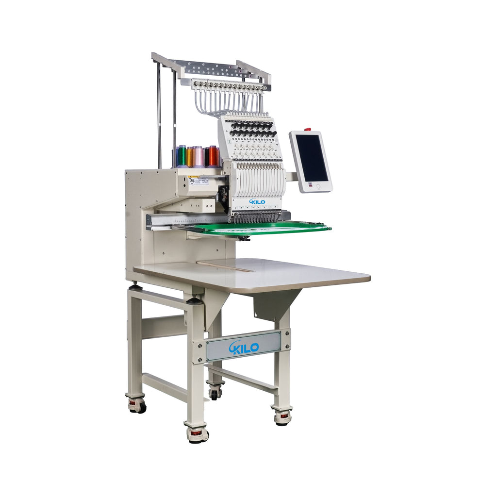 [13X20 INCH] 15-Needle Commercial Embroidery Machine With LCD Touchscreen And Laser Positioning (SAK57613) - Saksby Wholesale - Side Front VIew