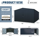 [13X20FT] Extra Large Premium Weather-Resistant Outdoor Multi-Purpose Utility Storage Shed (SAK84920) - Saksby Wholesale - Product Dimensions