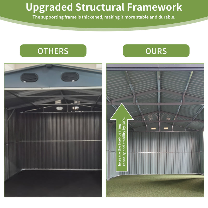 [13x20FT] Large Heavy Duty Outdoor Metal Storage Shed With Double Doors (SAK65331) - Saksby Wholesale - Framework