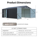 [13x20FT] Large Heavy Duty Outdoor Metal Storage Shed With Double Doors (SAK65331) - Saksby Wholesale - Dimensions