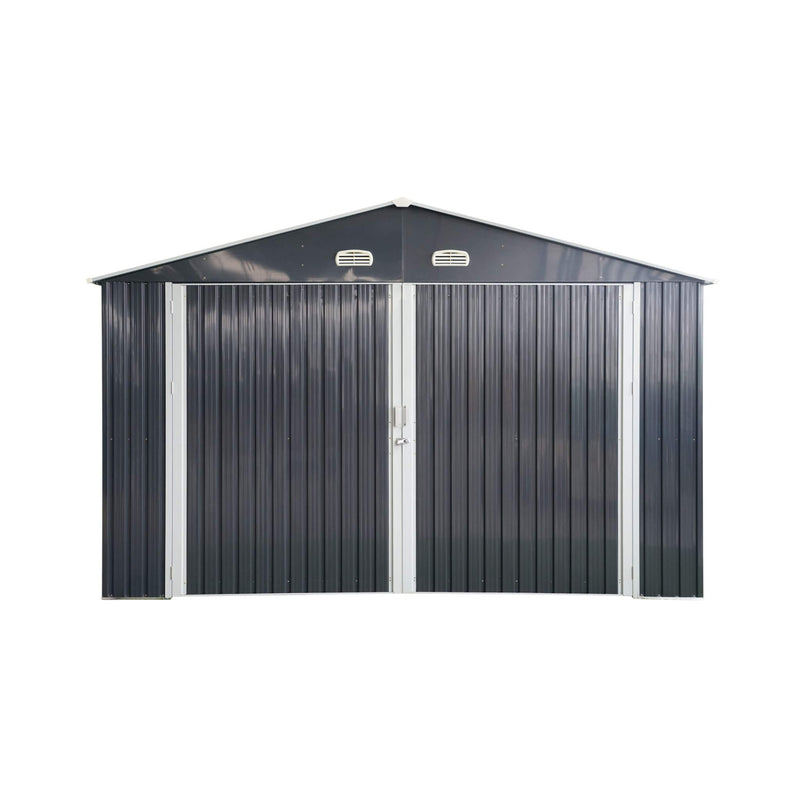 [13x20FT] Large Heavy Duty Outdoor Metal Storage Shed With Double Doors (SAK65331) - Saksby Wholesale - Front View
