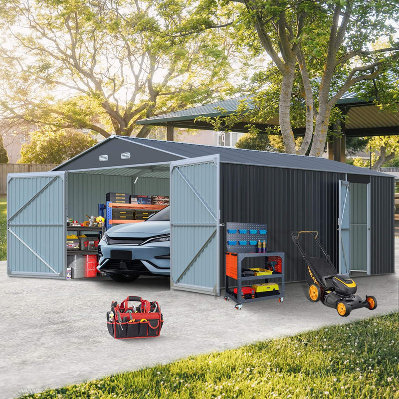 [13x20FT] Large Heavy Duty Outdoor Metal Storage Shed With Double Doors (SAK65331) - Saksby Wholesale - Lifestyle