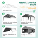 [13X26FT] Alora Heavy-Duty Carport Canopy With Roll-Up Doors And Windows (SAK14975) - Saksby Wholesale - Assembly View