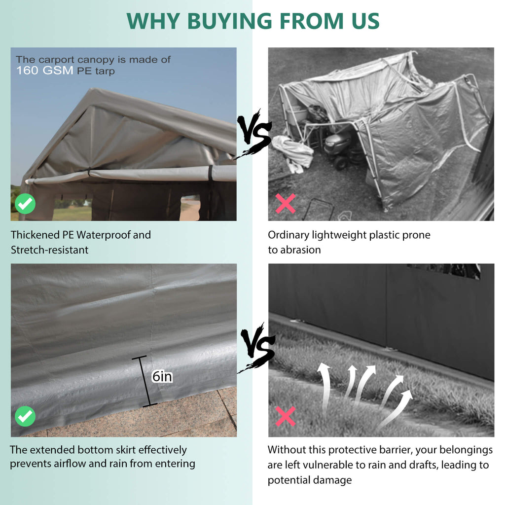 [13X26FT] Alora Heavy-Duty Carport Canopy With Roll-Up Doors And Windows (SAK14975) - Saksby Wholesale - Benefits Details View