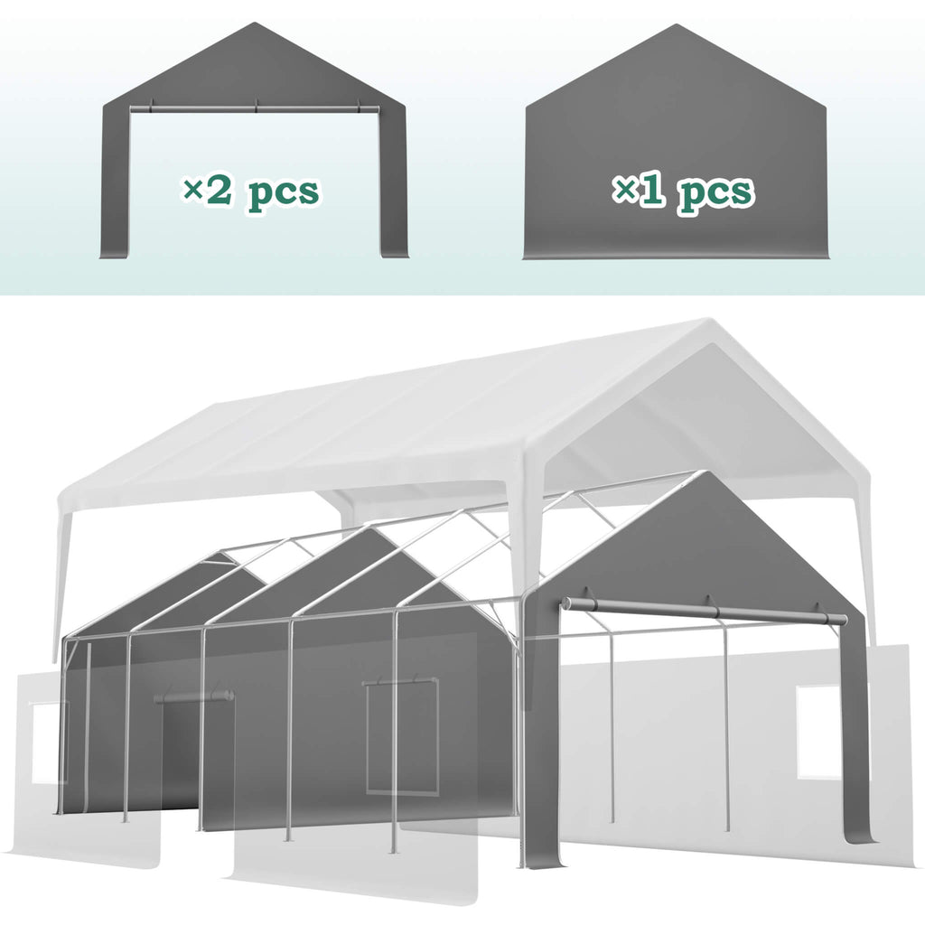 [13X26FT] Alora Heavy-Duty Carport Canopy With Roll-Up Doors And Windows (SAK14975) - Saksby Wholesale - Cover View