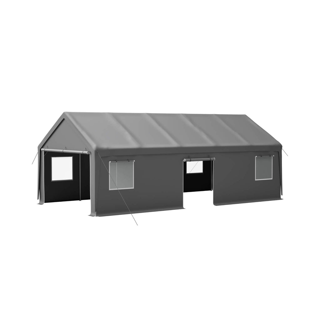 [13X26FT] Alora Heavy-Duty Carport Canopy With Roll-Up Doors And Windows (SAK14975) - Saksby Wholesale - Front Left View