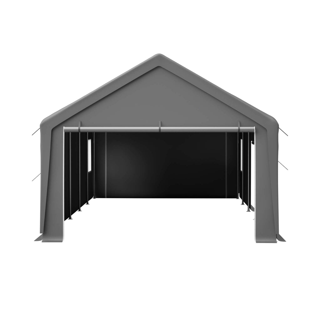 [13X26FT] Alora Heavy-Duty Carport Canopy With Roll-Up Doors And Windows (SAK14975) - Saksby Wholesale - Front Open Cover View