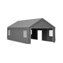 [13X26FT] Alora Heavy-Duty Carport Canopy With Roll-Up Doors And Windows (SAK14975) - Saksby Wholesale - Front Right Open Cover View
