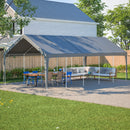 [13X26FT] Alora Heavy-Duty Carport Canopy With Roll-Up Doors And Windows (SAK14975) - Saksby Wholesale - Outside View With Chairs